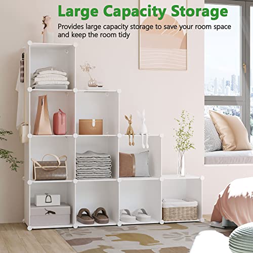 C&AHOME Cube Storage Organizer, 12-Cube Shelves Units, Closet Cabinet, DIY Plastic Modular Book Shelf, Ideal for Bedroom, Living Room, Office, 36.6" L x 12.4" W x 48.4" H Milky UPCS12M - color: Milky