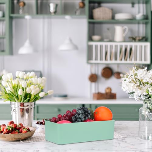 BSTKEY Seasoning Packet Organizer, Food Storage Organizer with Divided 4 Bamboo Wood Compartments, Green Plastic Storage Caddy for Pantry Cabinet, Kitchen Organization Bin for Snacks Spice Packets - color: Green