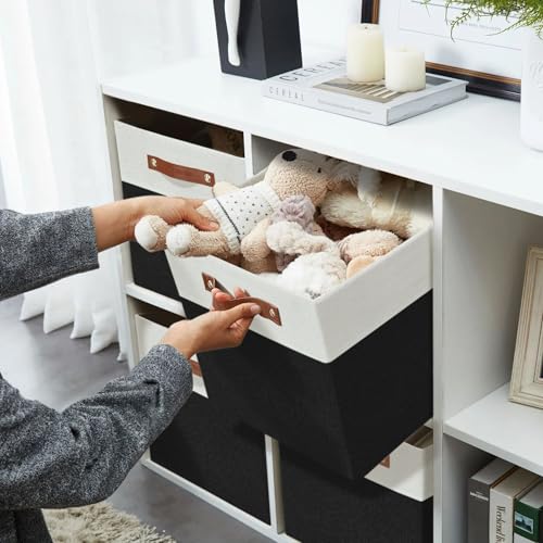 DECOMOMO Fabric Cube Storage Bins - Storage Baskets for Shelves, Cube Storage Organizer for Kallax and Cubbies (Black & White, 12 inch Cube) - 4 Pack - color: Black and White, size: Cube 12" /4pcs