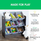 Humble Crew 9-Bin Toy Organizer – Sumatra Espresso/Grey Plastic Bins, 3-Tier Storage Solution for Kids' Playrooms and Nurseries - color: Espresso/Grey