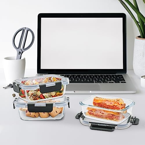 GULFLIN 24-Piece Small Glass Food Storage Containers with Lids Airtight, 1.5 Cup Meal Prep Containers Set, Microwave&Dishwasher Safe, Leak-Proof, BPA-Free, Grey - color: 12oz,Same Size - 12 Pack,Grey Set