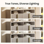 ModernMate 59" Sideboard Buffet Cabinet with Storage, Modern Fluted 4-Door Credenza Accent Cabinet with Open Storage Shelf, Curved Coffee Bar Table, Large Storage Cabinet for Living Room, Entryway