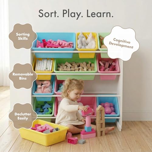 Humble Crew Kids' Toy Storage Organizer, White/Pastel (WO560P) - color: White/Pastels