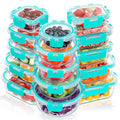 VERONES 30 Pieces Glass Meal Prep Containers Set, Stackable Glass Food Storage Containers with Lids-Airtight Lunch Containers，for Microwave, Oven, Freezer & Dishwasher,Green - color: Green