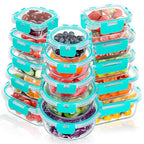 VERONES 30 Pieces Glass Meal Prep Containers Set, Stackable Glass Food Storage Containers with Lids-Airtight Lunch Containers，for Microwave, Oven, Freezer & Dishwasher,Green - color: Green