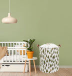 Nursery Laundry Basket Canvas Fabric Baby Boy Storage Bins,Collapsible Woodland Hamper,Waterproof Storage Baskets with Leather Handle,Forest Nursery Decor,Toy Organizer (Tree)