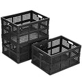 Eslite 34L Large Plastic Folding Storage Crates,Collapsible Crates for Storage,Pack of 3 (Black) - color: Black
