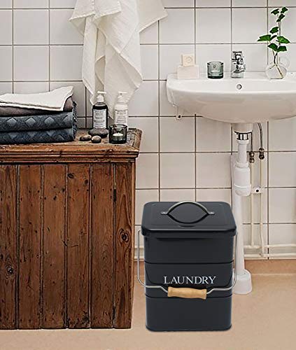 Laundry Powder Bin, Washing Powder Storage Tin with Scoop, Airtight Lid & Handles, Laundry Detergent Powder Storage Box - Perfect for Holding Pods Tablets Capsules Powder Detergent-Black - color: Black