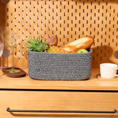 MiniArk Small Storage Baskets for Organizing | Closet Organizer Bins | Shelf Toy Basket | Woven Rope Baskets | Cube Decorative Box | Shallow Basket | 13x8.5x5.1” | 3 Packs Dark Gray - color: Dark Gray, size: 3pcs-L13xW8.5xH5.1"