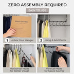 MORALVE Pants Hangers Space Saving - 2 Pack - Non-Slip Multi-Layer Space Saving Hangers - Multifunctional Clothing Rack for Closet Storage - Ideal for Jeans, Trousers, Skirts, Scarves & Slacks (Black) - size: 2 Pack