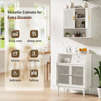 INNOD Bathroom Wall Cabinet, Wall-Mounted Medicine Cabinet with Adjustable Wood Shelf & Doors, Floating Bathroom Cabinet Over Toilet for Laundry Room & Kitchen & Living Room (White) - color: White