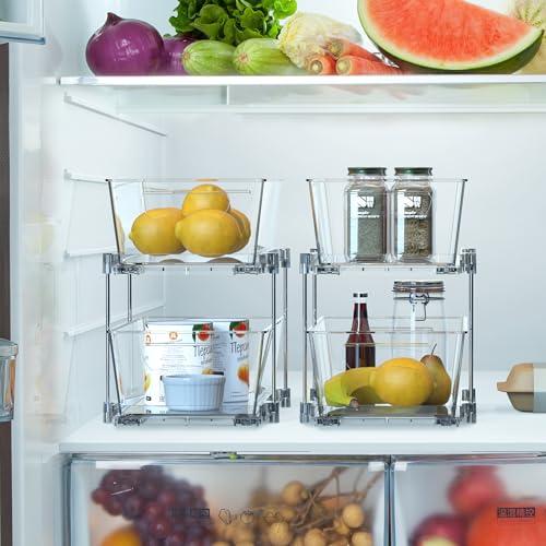 Simple Houseware 2 Tier Basket Drawer Cabinet Pull-Out Organizer, 2 Pack, Clear - size: 2-Pack