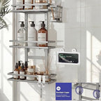 Over the Door Shower Caddy Hanging, Rustproof Shower Shelves with Waterproof Phone Pouch, Adjustable Bathroom Organizers and Storage, No Drilling Shampoo Soap Shelf (Silver 3-Tier) - size: Silver 3-Tier