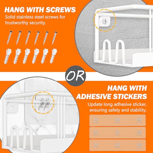 Bunoxea Spice Rack Wall Mounted 3 Pack, Space-Saving Spice Organizer for Spice Jars and Seasonings,Screw or Adhesive Hanging Spice Rack Organizer for Your Kitchen Cabinet,or Pantry Door White - color: White, size: 3 Pack