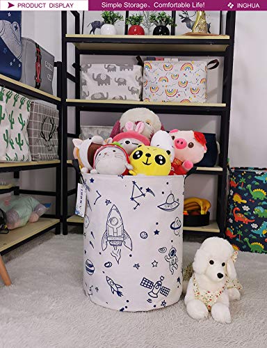 Laundry Hamper Large Canvas Fabric Lightweight Storage Basket/Toy Organizer/Dirty Clothes Collapsible Waterproof for College Dorms, Boys and Girls Bedroom,Bathroom(Spaceships) - color: Spaceships