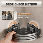 Conworld Corner Shower Caddy with Suction Cups, Shower Suction Shelf With Towel Bar, Wall Bathroom Shower Organizer Corner with Hooks, No-Drilling Removable (Aluminum, 2-Pack, Gunmetal Gray) - style: Gunmetal Gray-（With towel bar）