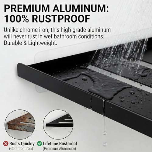 BVL Corner Shower Shelf, 8 Inch Matte Black 2-PACK Bathroom Corner Organizer, 3M Adhesive Wall Mounted Shower Caddy, Waterproof Rustproof Metal Storage Rack for Shampoo Soap - color: Black