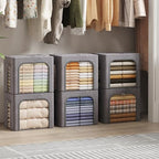 Lifewit Clothes Storage Bins with Metal Frame, Stackable Storage Box, Foldable Clothing Storage Bins with Lids, 40L Storage Bags Fabric Box Organizer with Clear Window＆ Zippers＆ Sturdy Handles 6 Pack - size: 40L