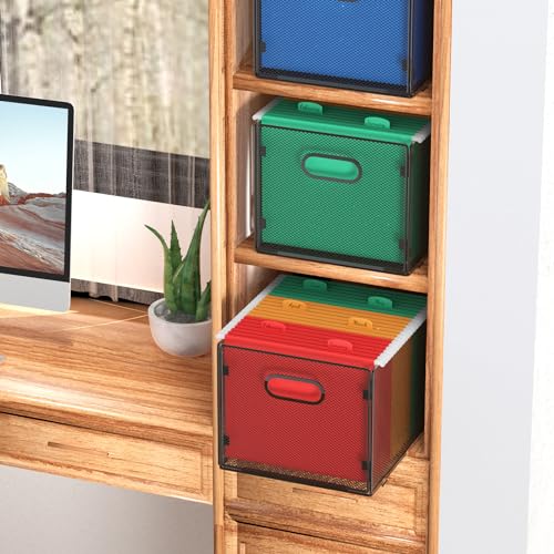 samstar 2 Pack Hanging File Organizer, Mesh File Folder Box Filing Box File Cabinet Organizer Storage Boxes, Letter Size - size: 2 Pack