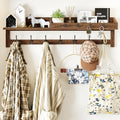 AMBIRD Coat Rack Wall Mount, 35 inch Large Wall Hooks with Shelf, Entryway Shelf with 7 Dual Coat Hooks 4 Key Hooks Mail Organizer, Wooden Coat Hanger and Key Holder Wall Mount - color: Brown, size: 35" L
