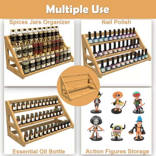 3 Tier Bamboo Spice Rack Organizer for Cabinet - Seasoning Rack Fits 24 Spice Jars, 17.5” Wide Countertop & Cabinet Organizer for Kitchen Organization