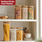 Airtight Glass Storage Canister with Lids, Kitchen Pantry Storage Jar with Labels, Food Storage Container for Sugar Tea Coffee Beans Snacks (2 pack 1.6qt) - size: 2 pack（1.6qt）