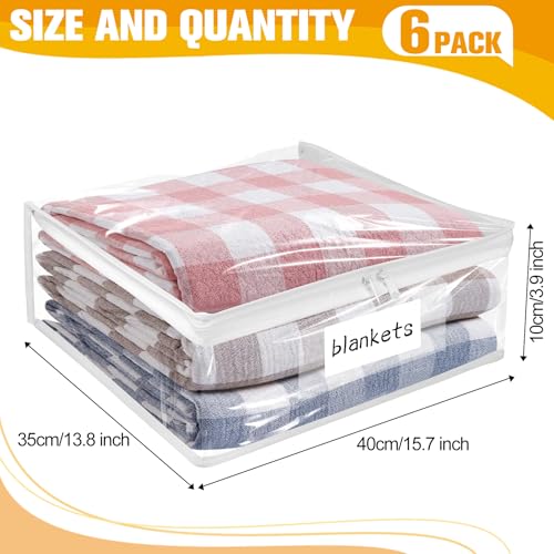Plastic Storage Bags with Easy-Glide Zipper, Pack of 6, Durable Clear Vinyl Zippered Storage Bags for Clothes Sweaters Comforters Blankets Sheets Bedding (15.7 x 13.8 x 3.9 Inch, White) - color: White, size: 15.7 x 13.8 x 3.9 Inch - 6 Pack