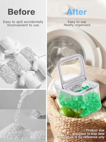 LivLab Mker Laundry Detergent Dispenser with One-Press Lid,Clear PET Powder container with Measuring spoon, Pods container 6L/13Lbs/200oz(290 Pods) - color: 2.2l-g