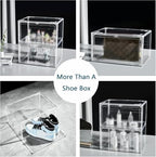 12 Pack Shoe Boxes, Clear Acrylic Stackable Plastic Sneaker Box Container, Magnetic Drop & Side Open Shoe Organizer Case Container With Lids Fits Up to Size 14 (Crystal Clear) - color: Crystal Clear