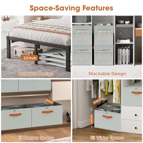 4 Pack Shoe Organizer for Closet,Foldable Shoe Storage Organizer with Adjustable Dividers, Shoe Storage Box with Clear Cover, Fits up to 32 Pairs, Gray - color: Gray, size: 4 Pack