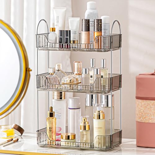 Aveniee Bathroom Counter Organizer, 3 Tier Perfume Skin Care Countertop Storage Shelf, Vanity Makeup Tray for Cosmetic Skincare Lotion,Grey - color: Classic Grey, size: 3 Tier