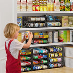 Sbanmao 2-Pack Stackable Can Organizer for Pantry, Adjustable Can Holder Rack for Canned Food Soda Drink Goods Storage up to 36 Cans Storage, 2 Tier, Black - style: Classic