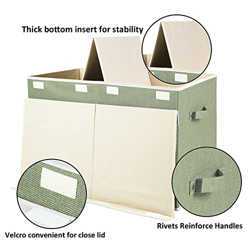 popoly Large Toy Box Chest with Lid, Collapsible Sturdy Toy Bin Storage Organizer Boxes Baskets for Kids, Boys, Girls, Nursery, Playroom, 25"x13" x16" - color: Large Green