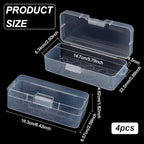 BENECREAT 4 Packs Rectangle Plastic Container Box, 6.4x2.6x1.8inch Clear Storage Organizer with Hinged Lid and Hanging Hole for Small Craft Accessories Office Supplies - size: 6.4x2.6x1.8inch
