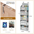 Simple Trending Over The Door Organizer, Hanging Shelves with 5 Large 5 Side Pockets, 44 lb Weight Behind Door Storage for Bedroom,Bathroom, Pantry, Nursery, Grey