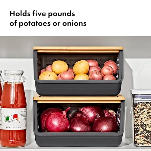 OXO Good Grips Produce Saver Root Vegetable Bin with Lid, 5 lb Capacity Potato and Onion Storage for Pantry, Stackable Vegetable Storage Container - style: Root Vegetable Bin