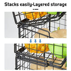 X-cosrack Stackable Wire Baskets for Counter, Fruit and Vegetable Storage, Potato and Onion Storage Bin，Kitchen Pantry Organizer - Wall Basket for Produce/Snack/Can, 3-tier Large, Black - size: 3-tier Large