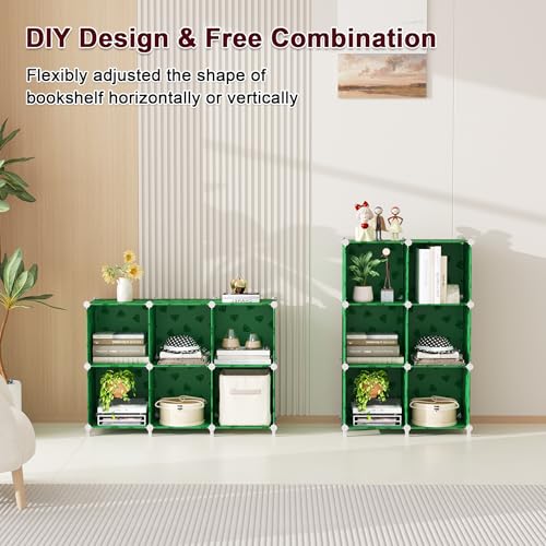 UNKU Cube Storage Organizer, 6 Cube Closet Organizer Storage Shelves, DIY Stackable Bookcase, Clothes Organizer Shelf for Closet, Bedroom, Living Room, Cabinet, Home, Office, Green - color: Red, size: 6cube