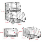 X-cosrack Stackable Wire Baskets for Counter, Fruit and Vegetable Storage, Potato and Onion Storage Bin，Kitchen Pantry Organizer - Wall Basket for Produce/Snack/Can, Large, Black - size: Large