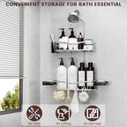 REINHARDT Shower Caddy Hanging, Rustproof Shower Caddy Anti-Swing Shower Organizer Over Showerhead No Drilling Shower Racks with Soap Holder Multi Hooks Bathroom Storage for Shampoo Sponge, Silver - color: Silver