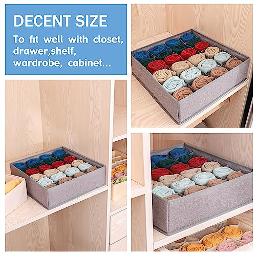 Foldable Storage Cubes Drawer Underwear Organizer Dividers， under Cabinet Organizer 24-Cell Fabric Storage Boxes for Lingerie,Socks,Ties （Grey） - color: Grey