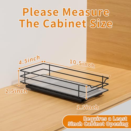 RCHYFEED Pull Out Spice Rack Organizer for Cabinet,Slide out Spice Organizer for Inside Cabinets,Heavy Duty Spice Organization for Kitchen and Pantry,Seasoning,Sauces(1-Tier,4.5" Wx10.5 Dx2.5 H) - size: 1 Tier-4.5''Wx10.5''Dx2.5''H