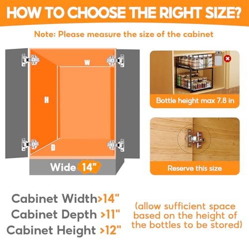 Spice Rack Organizer for Cabinet, 2 Tier Vertical Pull Out Spice Rack – Heavy Duty Metal Spice Organization for Cabinet, 60-Jar Capacity, Height Adjustable Cabinet Organizer, 13.58''Wx10.5''Dx9.5''H - size: 13.58"W X 10.5"D X 9.5"H - 2 Tier