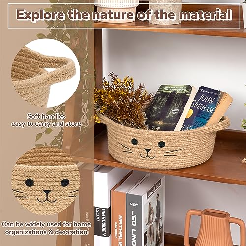 Small Storage Basket, Cute Baskets for Cat Toys, Woven Doy Toy Box Empty Gift Bin for Organizing, Jute, 9.8 x 4 inches - color: Jute, size: 9.8"W x 4"H