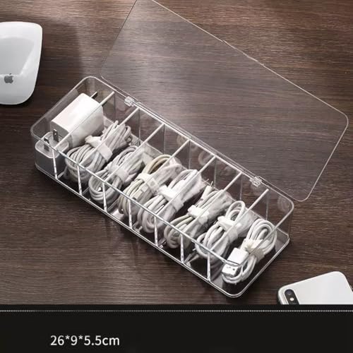 cord organizer box, 10.2 x 3.5 x 2.2in, Desktop Cord Organizer with Compartments (1)