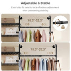 Closet Organizers and Storage, 3-Row Heavy Duty Garment Rack Clothes Rack for Hanging Clothes, Wall Mounted Closet System with 4 Telescopic Rods, 4 Hooks, 6 Shelves for Wardrobe, Bedroom, Small Space - style: 3-Row