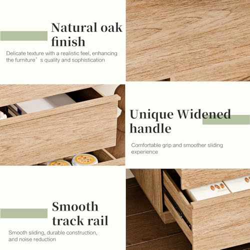 Ieejdn 55.12" Modern Chest of Drawer, 6 Deep Drawers,Clothes Organizer,Large Storage Cabinet for Living Room, Bedroom,Dresser TV Stand, Wood Drawer Organizer for Living Room, Hallway, Oak - color: Oak, size: 15.8"D x 55.1"W x 31.9"H (6 Drawers)