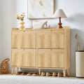 Bifins Shoe Storage Cabinet with 4 Wavy Fluted Flip Drawers, Modern 47.2” Wide Hidden Narrow Shoe Rack Cabinet for Entryway Foyer Hallway (Natural Oak 4 Drawer) - color: Natural Oak 4 Drawer