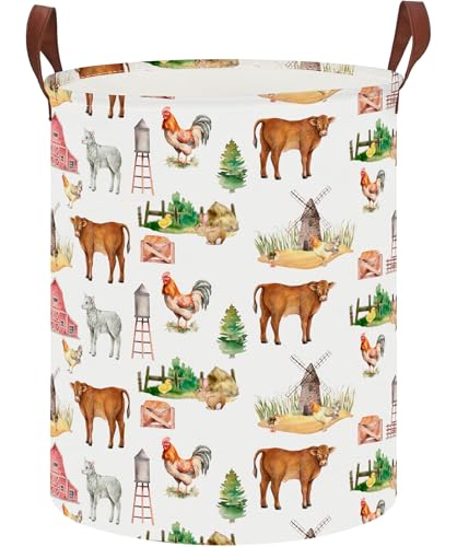19.7" Laundry Basket,Kids Dirty Clothes Hamper,Waterproof Toys Storage Bin,Room Decor,Gift Baskets,Nursery Hamper(Farm) - color: Farm