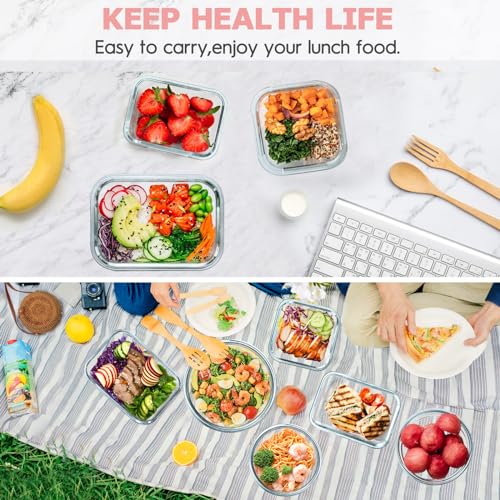 34pcs Glass Food Storage Containers with Lids Set, Airtight Glass Meal Prep Containers (17 Containers & 17 Lids), Leak Proof Lunch Container BPA-Free, Microwave, Oven, Freezer, Dishwasher Safe-PINK - color: PINK